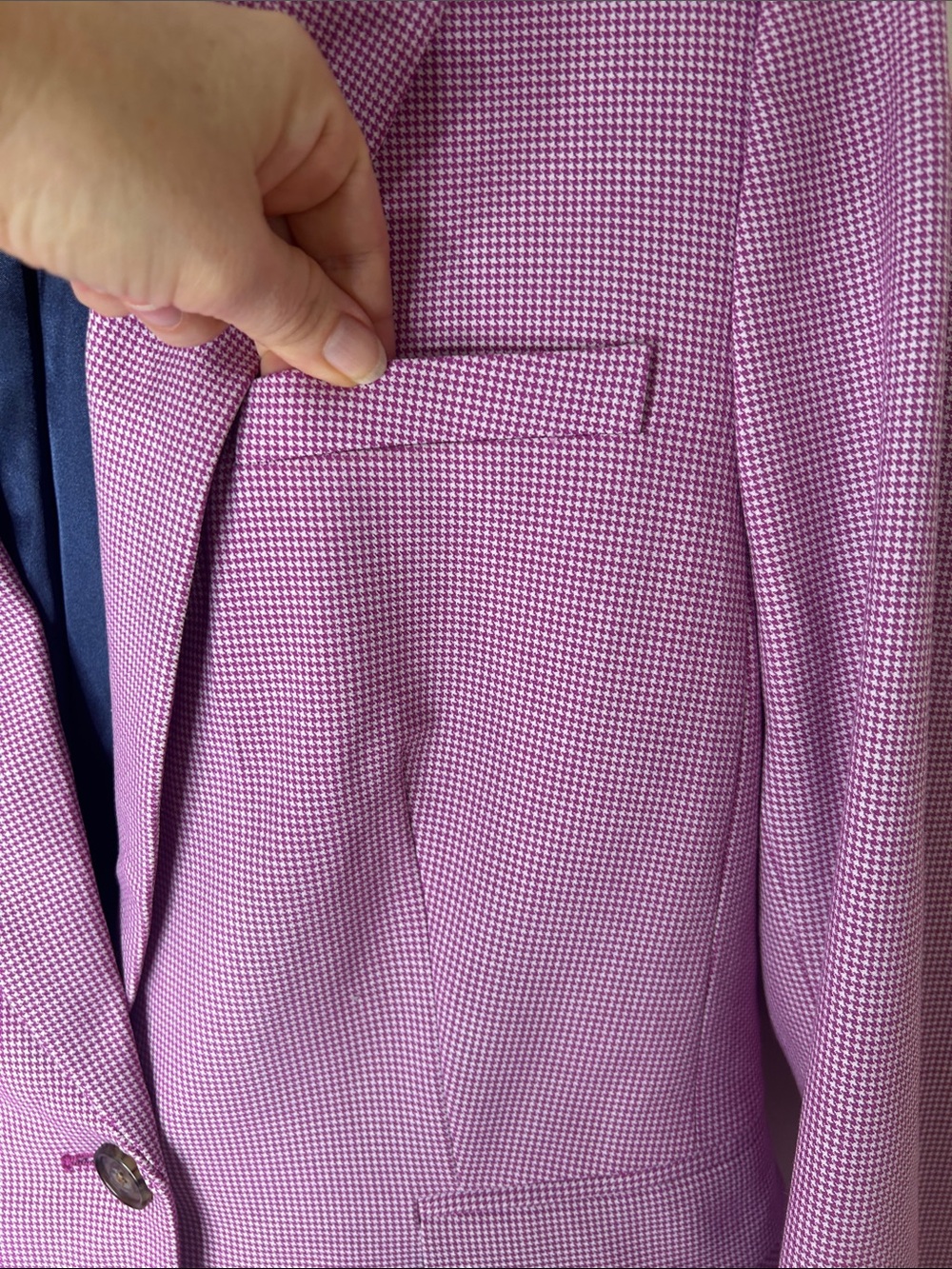 J. CREW Pink Peplum Back Houndstooth Blazer Office Business Size 10 - Picture 7 of 16
